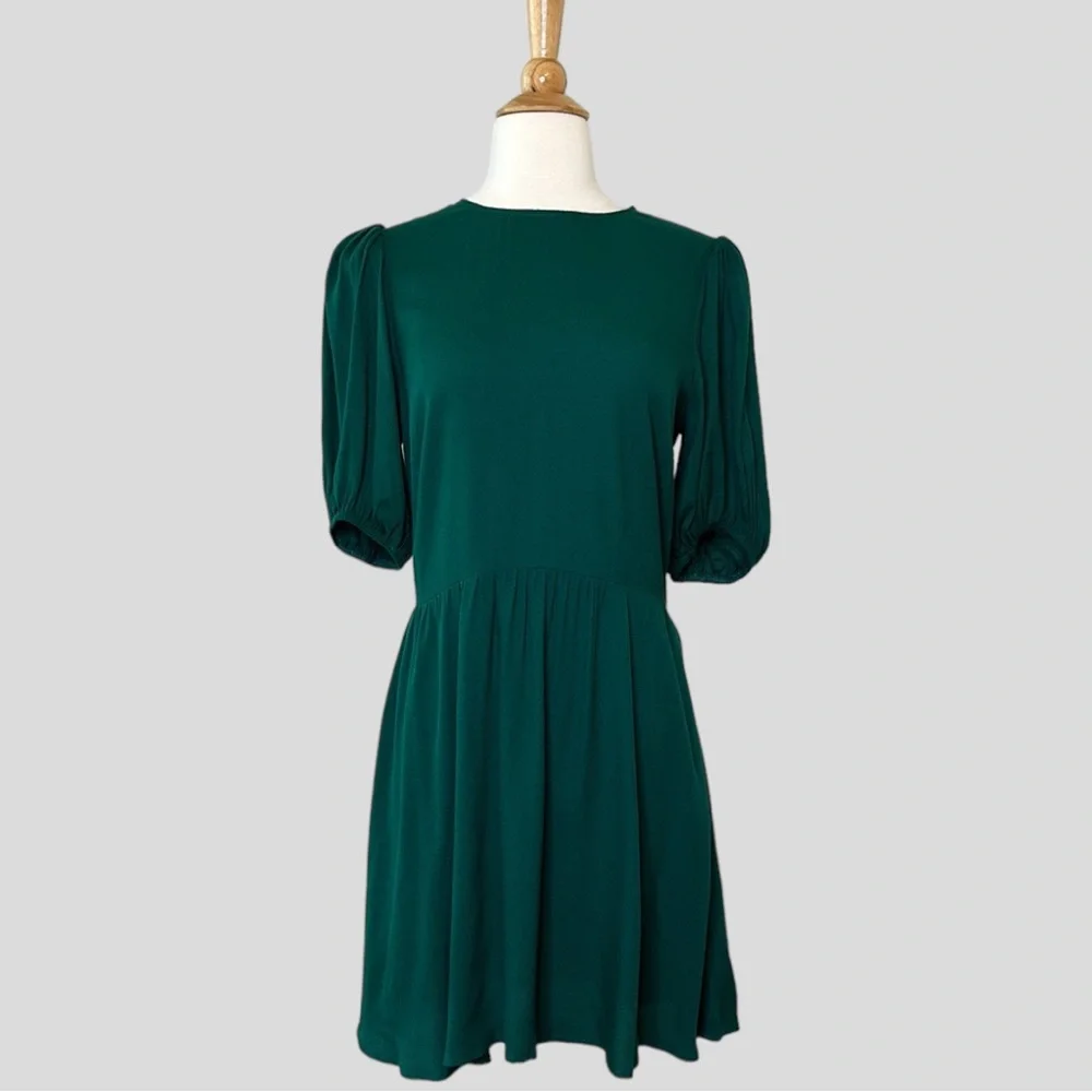 REFORMATION Dulce Mini Puff Sleeve Dress in Emerald, 8 - Picture 3 of 16